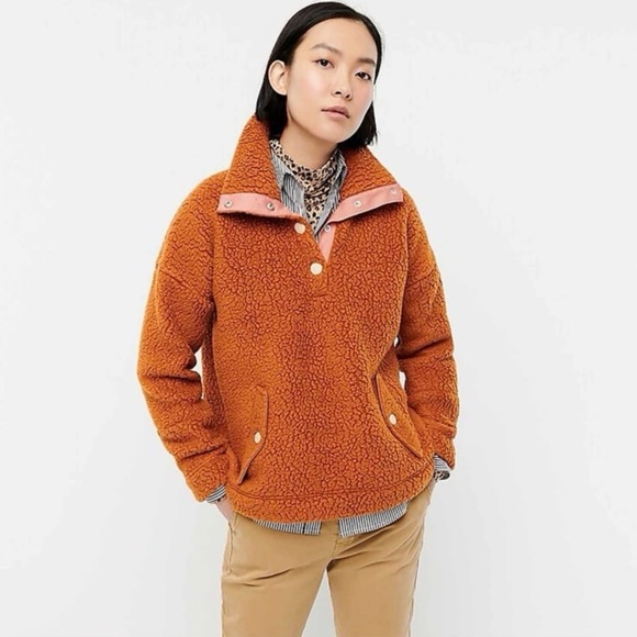 J. Crew Jackets & Blazers - J.Crew Women's Snap-Collar Sherpa Fleece Pullover